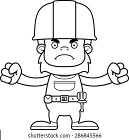 A cartoon construction worker sasquatch looking angry.