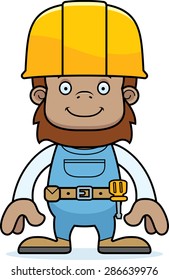 A cartoon construction worker sasquatch smiling.