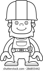 A cartoon construction worker sasquatch smiling.