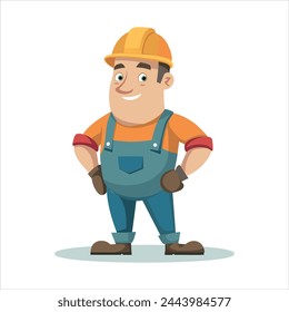 cartoon construction worker with a smile, builder
