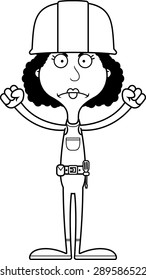 A cartoon construction worker woman looking angry.