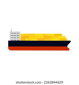 Cartoon of a container cargo ship on isolation background.