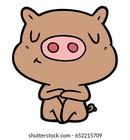 meditación de porcino de contenido de dibujos animados