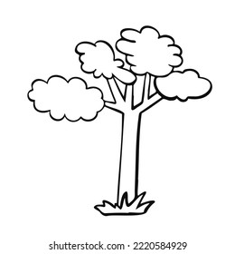 cartoon contour forest tree oak and line vector