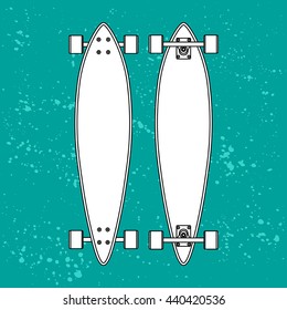 cartoon contour Long skate skateboard on Blob doted background