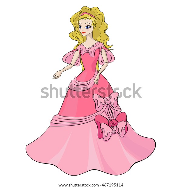 Cartoon Contour Princess Young Beautiful Girl Stock Vector (Royalty ...