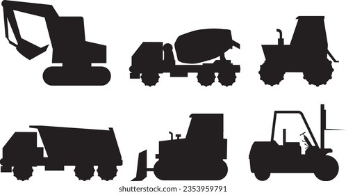 Cartoon Contruction machine icon set. Cartoon set of contruction machine vector icons suitable for web design isolated on white background. Cartoon Car . Cartoon Vector