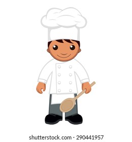 Cartoon cook with a big spoon