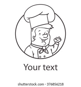 Cartoon cook chef. Vector line illustration.