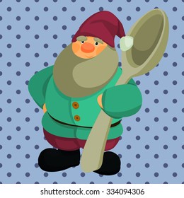 Cartoon cook dwarf. Vector illustration.