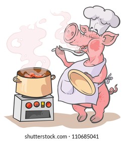 Cartoon Cook Pig.