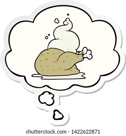 cartoon cooked chicken with thought bubble as a printed sticker