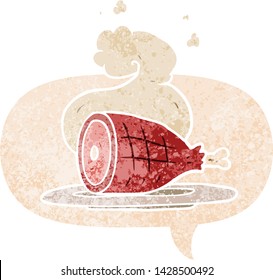 cartoon cooked meat with speech bubble