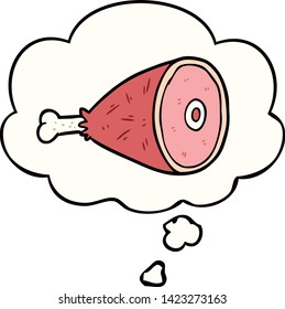 cartoon cooked meat with thought bubble