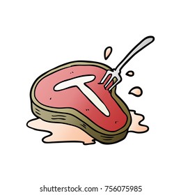 Karikatur-Steak und Gabel