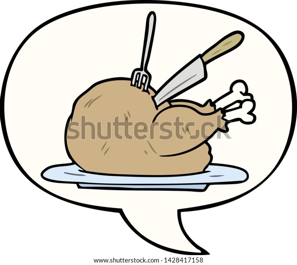 Cartoon Cooked Turkey Being Carved Speech Stock Vector Royalty Free 1428417158
