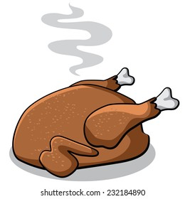 Cartoon cooked turkey isolated on white EPS 10 vector illustration