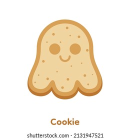 Cartoon cookie in ghost shape, Vector, Illustration.