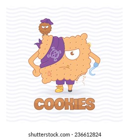 Cartoon cookie - illustration
pirate with parrot