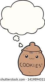 cartoon cookie jar with thought bubble