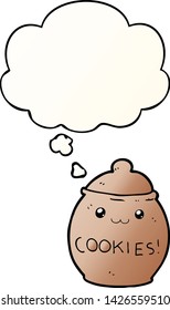 Cartoon-Cookie-Glas mit Gedankenblase in glattem Farbverlauf-Stil