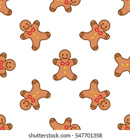 Cartoon cookie man. Seamless vector pattern