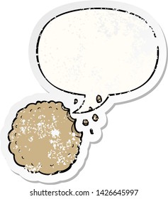 cartoon cookie with speech bubble distressed distressed old sticker