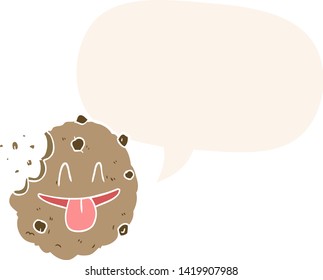 cartoon cookie with speech bubble in retro style