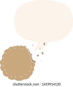 cookie de dibujos animados con burbuja de voz en estilo retro
