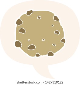 cartoon cookie with speech bubble in retro style