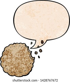 cookie de dibujos animados con burbuja de voz en estilo de textura retro