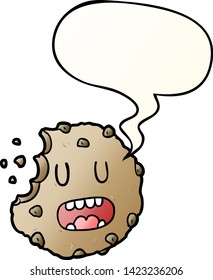 cookie de dibujos animados con burbuja de voz en un estilo de gradiente suave