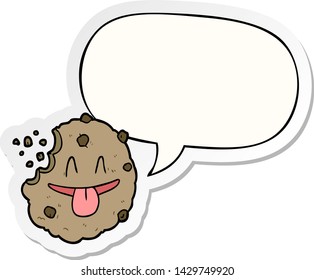 cookie de dibujos animados con pegatina de burbuja de voz