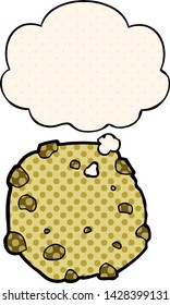 cartoon cookie with thought bubble in comic book style