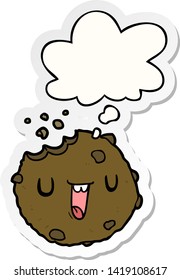 cartoon cookie with thought bubble as a printed sticker