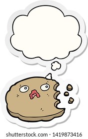 cartoon cookie with thought bubble as a printed sticker