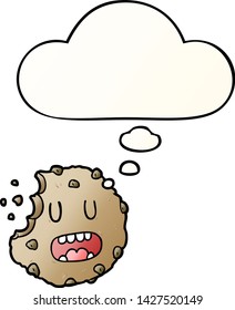 cartoon cookie with thought bubble in smooth gradient style