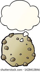 cartoon cookie with thought bubble in smooth gradient style