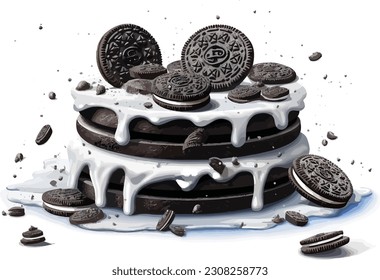 Cartoon Cookies  and cream cake tshirt design, Vector, illustration