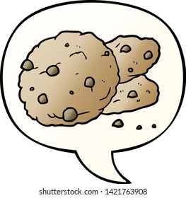 Cartoon-Kekse mit Sprachblase in glattem Farbverlauf-Stil