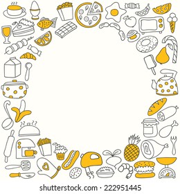 Cartoon cooking frame. Vector illustration.