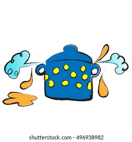  cartoon cooking pot, vector illustration