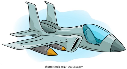 Cartoon Cool Air Jet Fighter Missiles Stock Vector (Royalty Free ...