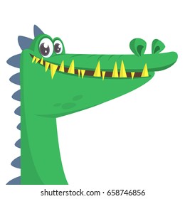 Cartoon cool crocodile smiling. Vector illustration isolated. Design for emblem, logo, print, sticker or icon
