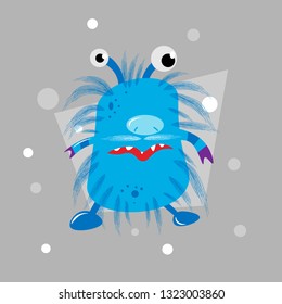 cartoon cool fat monster. vector monster character