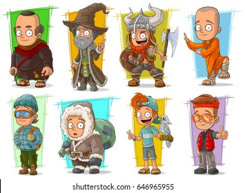 Cartoon cool funny different characters big vector set. Vol 2