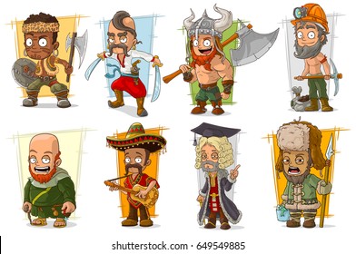 Cartoon cool funny different characters big vector set. Vol 6