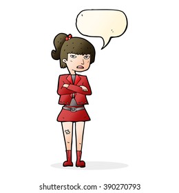 cartoon cool girl with speech bubble
