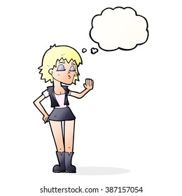 cartoon cool girl with thought bubble