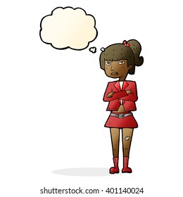 cartoon cool girl with thought bubble